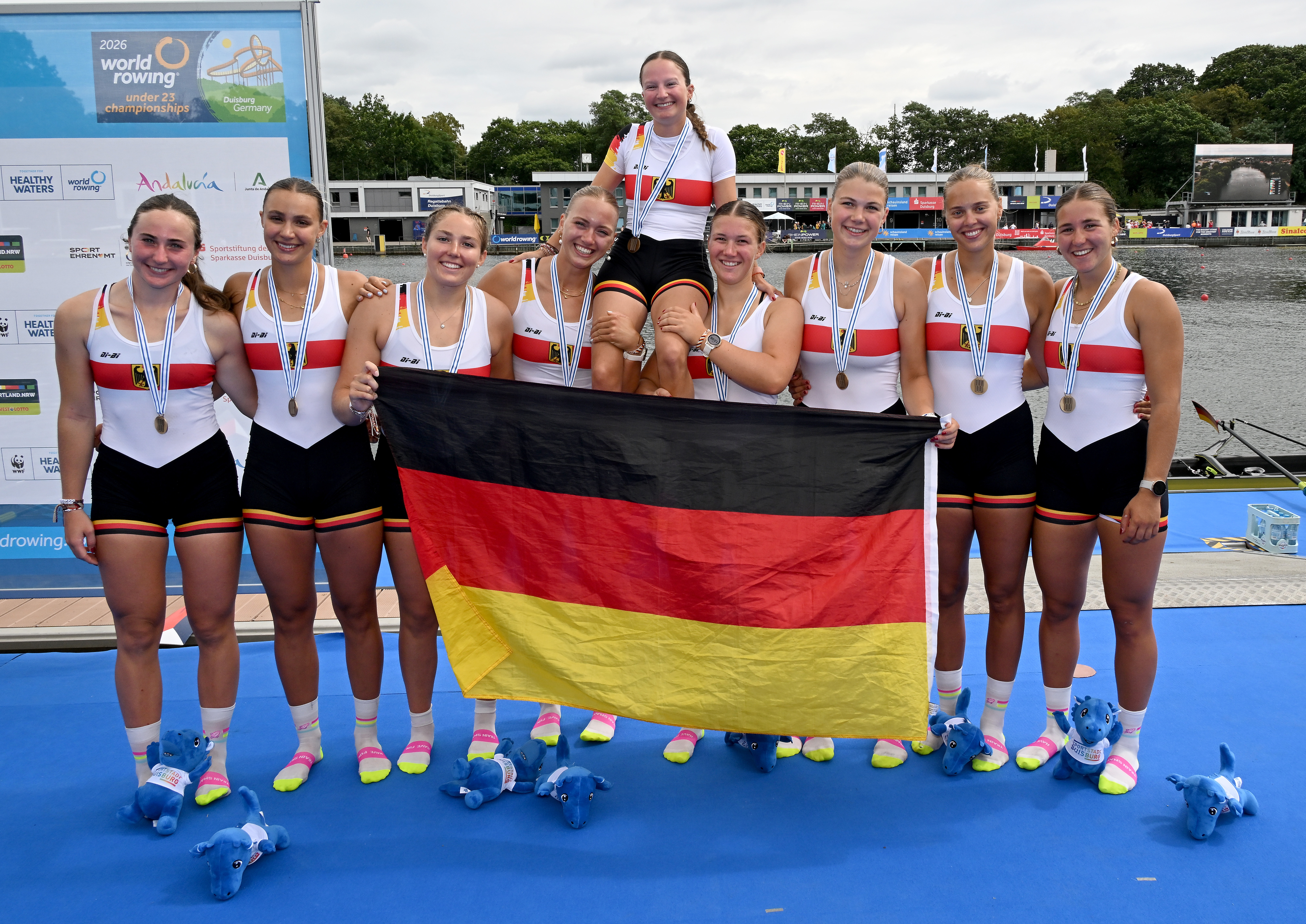 Drei Medaillen, unter anderem Bronze im Frauen-Achter, gewann der DRV bei der U23-WM in Duisburg. Foto: MeinRuderbild/D. Seyb